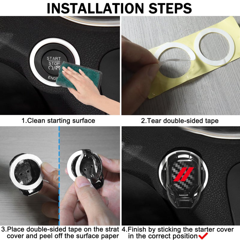 YOSRTER Push Start Button Cover fit for Dodge Challenger Charger Durango Journey Aluminum Alloy Engine Start Stop Button Cover Protector for Dodge Interior Accessories Ignition Switch Trim (Red Trim) - Image 5