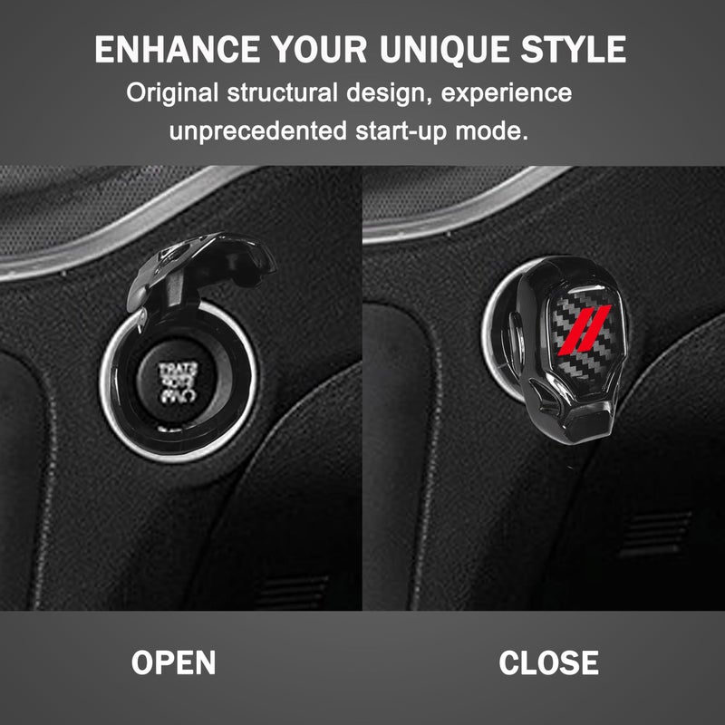YOSRTER Push Start Button Cover fit for Dodge Challenger Charger Durango Journey Aluminum Alloy Engine Start Stop Button Cover Protector for Dodge Interior Accessories Ignition Switch Trim (Red Trim) - Image 4