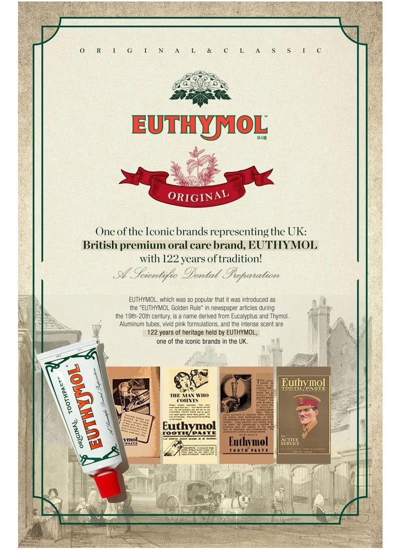 Euthymol Euthymol Natural Flouride-Free Formula/Strong Mint Flavor for Fresh Breath, 3.7 oz | Classic Pink Toothpaste for Fresh Breath, Plaque & Tartar Remover | Travel Size Aluminum Recyclable Tube  - Image 4