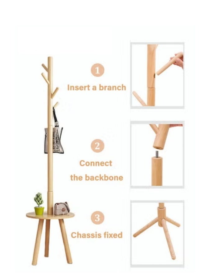 ميكسد مع هوك معطف رف الخشب الصلب سوبر حمولة تحمل شناقات مغلفة مع جدول التخزين شناقات التثبيت السهل، 8 هوك معطف رف الخشب الصلب سوبر حمولة تحمل شناقات مغلفة مع جدول التخزين شناقات التثبيت السهل - Image 3