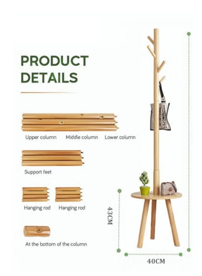 ميكسد مع هوك معطف رف الخشب الصلب سوبر حمولة تحمل شناقات مغلفة مع جدول التخزين شناقات التثبيت السهل، 8 هوك معطف رف الخشب الصلب سوبر حمولة تحمل شناقات مغلفة مع جدول التخزين شناقات التثبيت السهل - Image 2