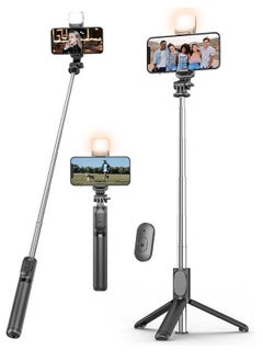 Extendable Selfie Stick Tripod with Fill Light - Remote Shutter, Ideal for Travel, Vlogging, and Live Streaming