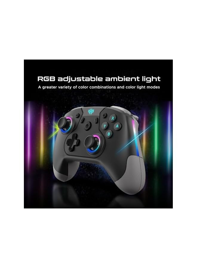 بروماس وحدة تحكم Switch E-Sports Alpha Pro مع أضواء RGB لجهاز Nintendo Switch – أسود | إضاءة LED قابلة للتخصيص وتوافق مع وضع الكمبيوتر الشخصي المزدوج - Image 2