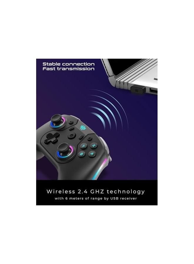 بروماس وحدة تحكم Switch E-Sports Alpha Pro مع أضواء RGB لجهاز Nintendo Switch – أسود | إضاءة LED قابلة للتخصيص وتوافق مع وضع الكمبيوتر الشخصي المزدوج - Image 3