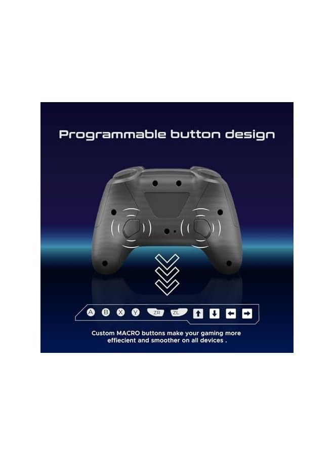 بروماس وحدة تحكم Switch E-Sports Alpha Pro مع أضواء RGB لجهاز Nintendo Switch – أسود | إضاءة LED قابلة للتخصيص وتوافق مع وضع الكمبيوتر الشخصي المزدوج - Image 4