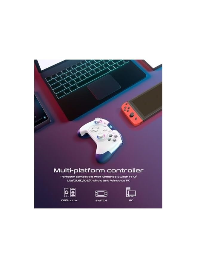 بروماس وحدة تحكم Switch E-Sports Alpha Pro مع أضواء RGB لجهاز Nintendo Switch – أسود | إضاءة LED قابلة للتخصيص وتوافق مع وضع الكمبيوتر الشخصي المزدوج - Image 5