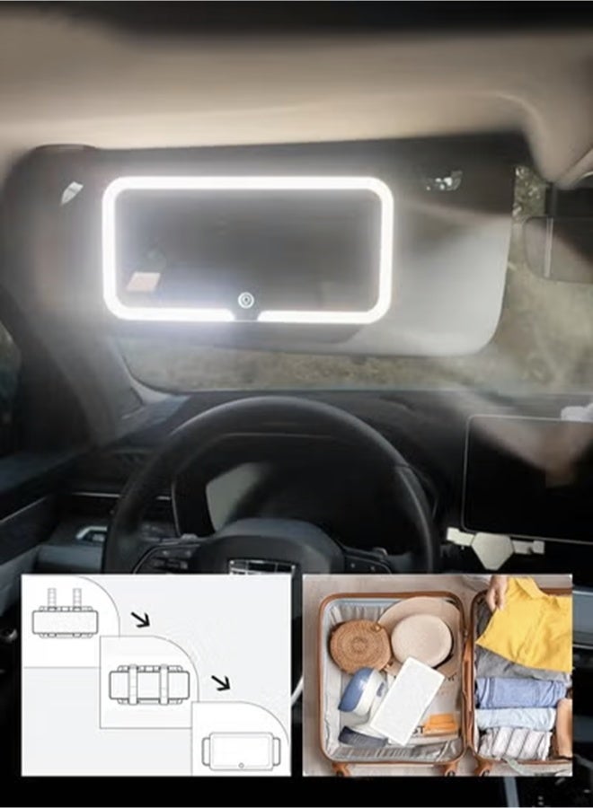 مرآة مكياج السيارة، مرآة واقية من الشمس تعمل باللمس بشاشة LED مع إضاءة إضافية، 3 أوضاع إضاءة، قابلة لإعادة الشحن بواسطة USB لسيارة شاحنة دفع رباعي - Image 3