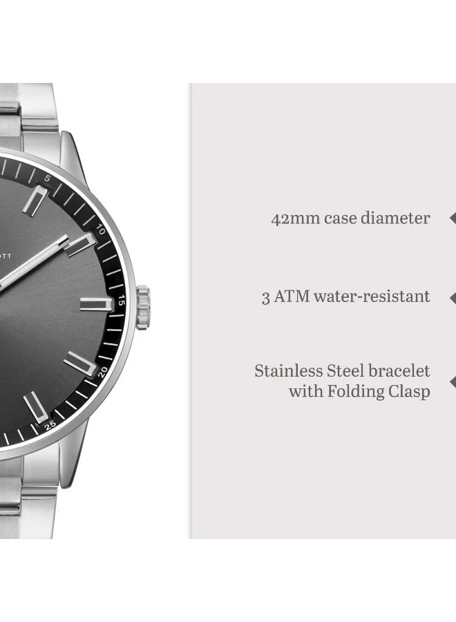 Kenneth Scott Black Men's Stainless Steel Analog Watch K22010-SBSB - 42 mm for Men | Best Price UAE