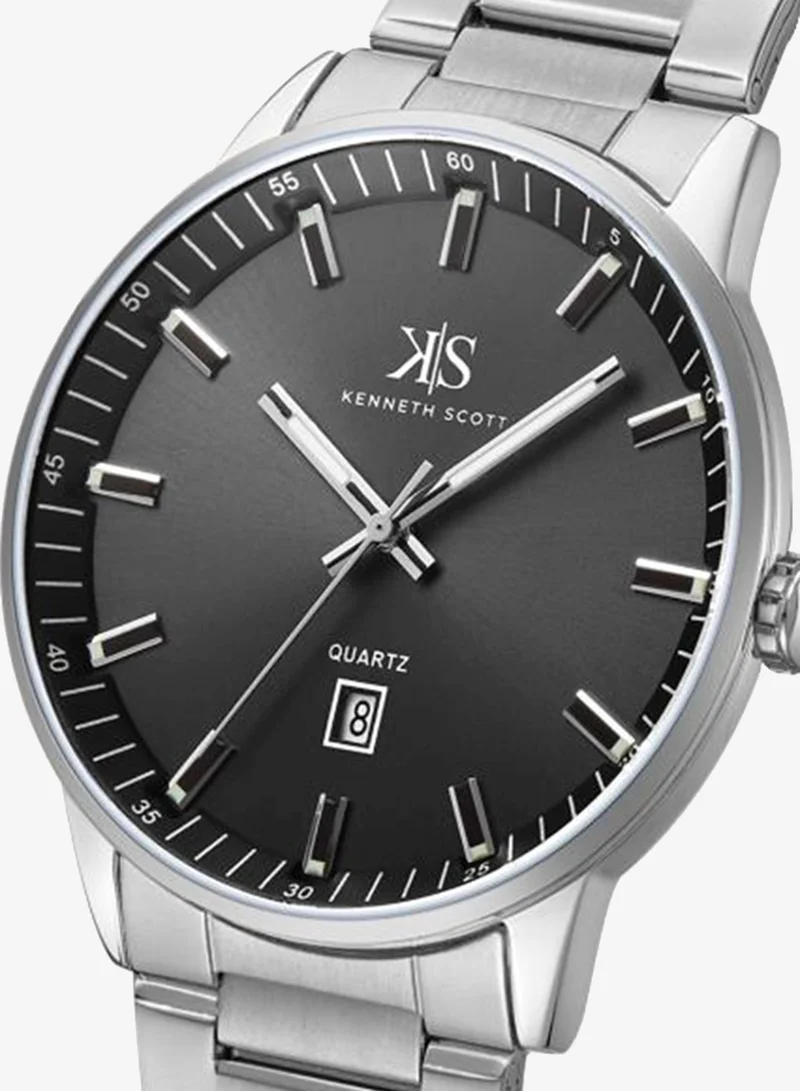 Kenneth Scott Black Men's Stainless Steel Analog Watch K22010-SBSB - 42 mm for Men | Best Price UAE