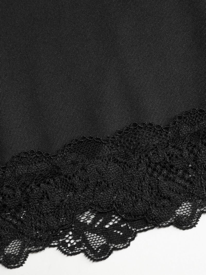 CIDER Women's Summer Semi Formal Dresses Satin Lace V Neck Spaghetti Strap Slip Midi Dress Sexy Dresses Nightgown Party Black - Image 5