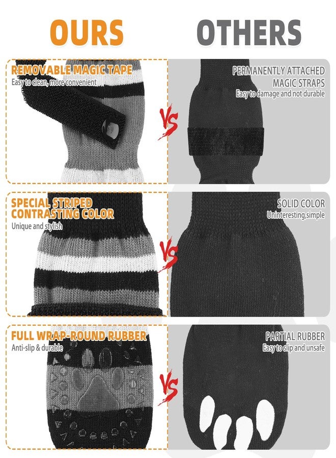 كولتيل جوارب كولتيل المضادة للانزلاق للكلاب لمنع لعق الكفوف والانزلاق، أحذية واقية للكلاب ذات قبضة سميكة للغاية، أحذية دافئة للجراء في الشتاء للأرضيات الخشبية، مناسبة للكلاب الصغيرة والمتوسطة والكبيرة وكبار السن، مقاس صغير جدًا (SM) - Image 4