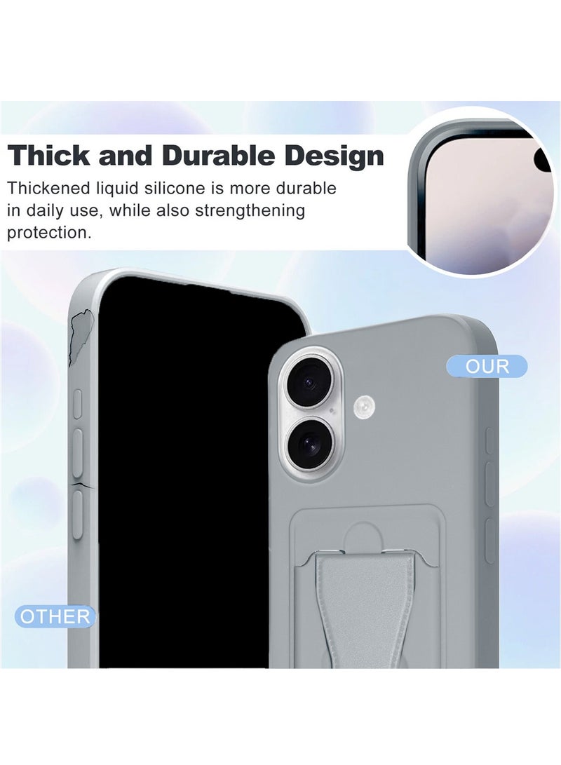 Wtech Apple iPhone 17 5G 2025 Silicone TPU Card Holder with Hand Grip Case Cover (MCHPSN) - Grey - Image 2