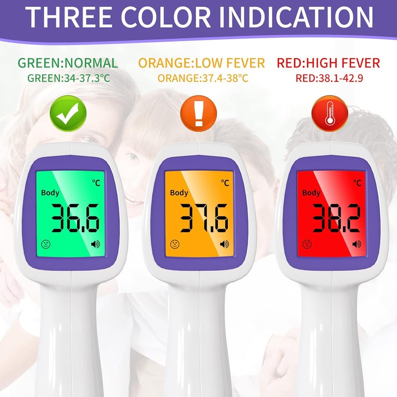GVTECH NonContact Infrared Forehead Electronic Thermometer Gun Digital Thermometer Accurate Fast Measurement with Three Color Back Light Display of Temperature Gun for Child Adult Home Health Care - Image 2