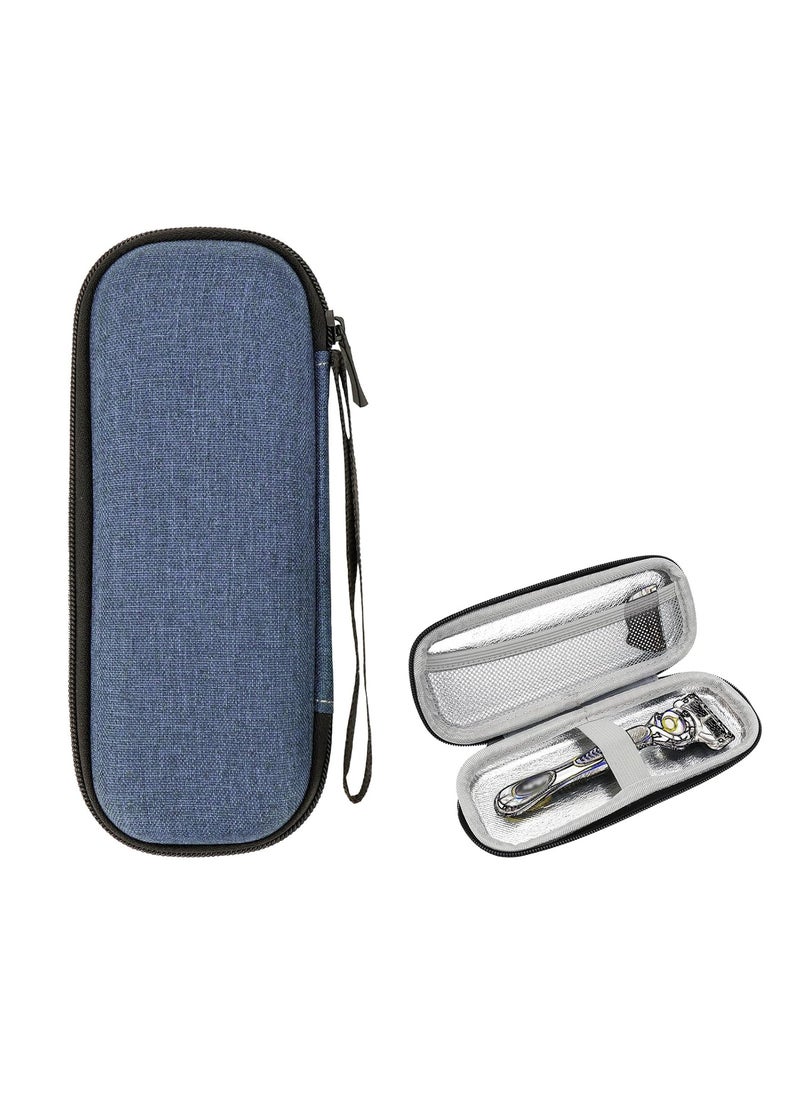 Linkidea - Linkidea Generic EVA Hard Shell Safety Razor Travel Case, Shaving Accessories Blade Head Storage, Men's Portable Travel Shaver Bag Compatible with Gillette Fusion 5 Power, Mach 3 (Blue) - Image 1