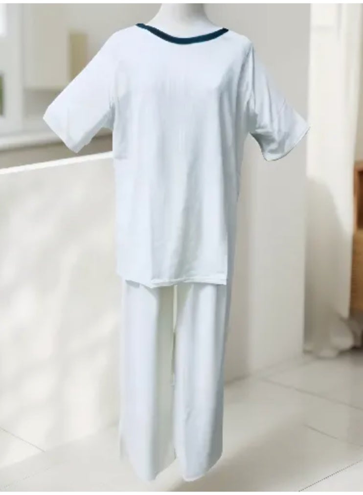 طقم قميص وبنطلون محبوك مضلع مريح بمقاسات كبيرة للنساء  - Image 5