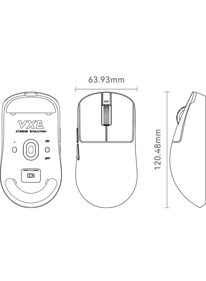 Vxe R1 Wireless Bluetooth Mouse Lightweight 40 Hours 60 Million Clicks Continuous Working Range Smart Speed ​​Low Delay Suitable for Gaming Rechargeable Paw3395 Black - Image 5