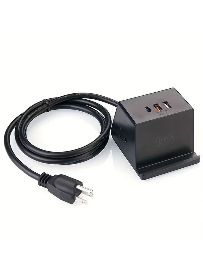 70.87 بوصة لوح شحن لاسلكي بسلك تمديد مع 3 منافذ USB ومنفذي طاقة تيار متردد لـ 6 أجهزة - Image 4