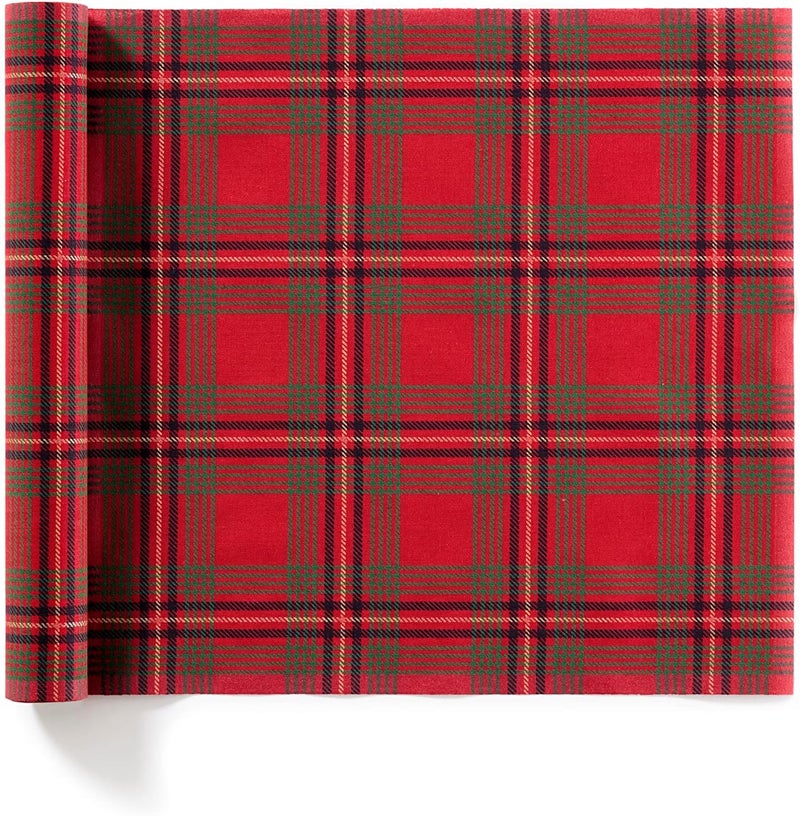 MY DRAP Dinner Napkins 30 x 30 cm  118 x 118  6 Per Roll Cotton Red Tartan Xmas - Image 1