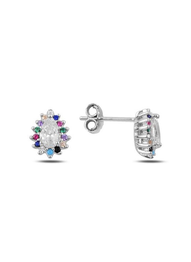 EMNON - 925 Sterling Silver Jewelry Rhodium Plated CZ Drop Stud Earrings 100% Precious Metal Gift for Women- Emnon29EA - Image 1