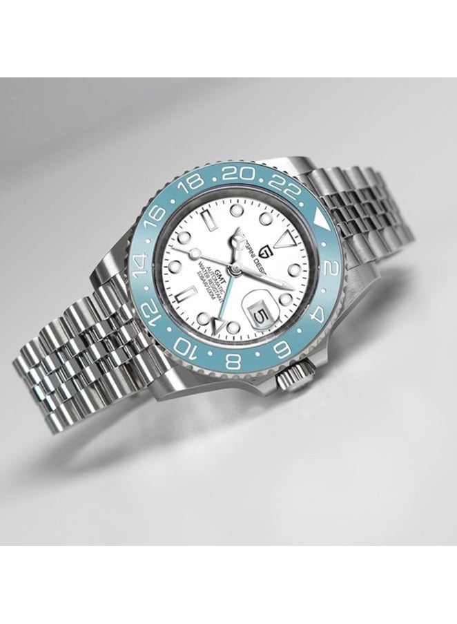 PAGANI DESIGN PD1662 White Dial GMT Automatic Men’s Watch Stainless Steel Jubilee Strap - Image 2
