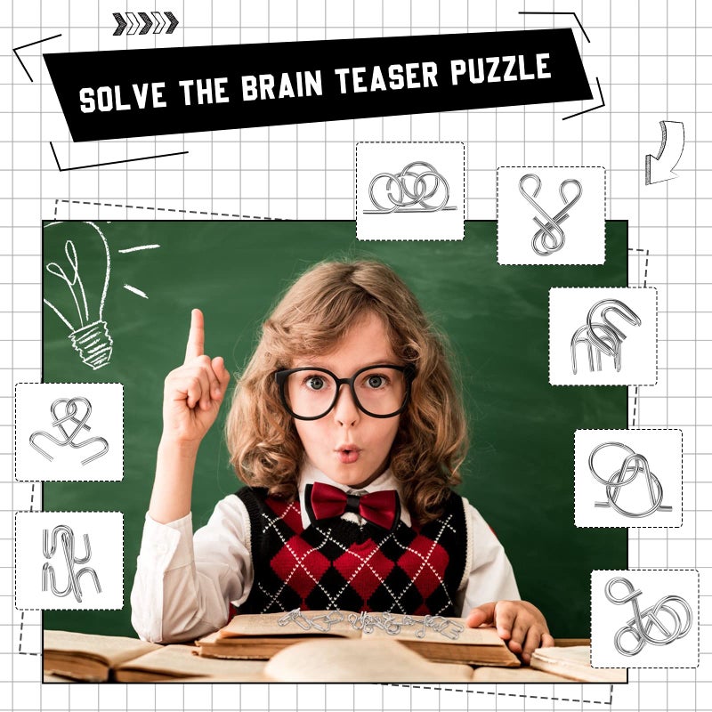 Yilloog Metal Brain Teaser Puzzles Set of 36 with Pouch, Steel IQ Games Physics Mind Metal Puzzles for Adults Basket Stocking Stuffers for Boys Girls Adults Challenge Gifts (Easy) - Image 3