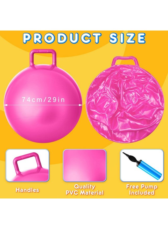 Lewtemi Lewtemi 3 Pcs 29 Inch Bouncing Ball with Handle, Outdoors Hopper Jumping Hopping Ball and Air Pump for Sports School Games Exercise (Yellow, Light Green, Pink)  - Image 2