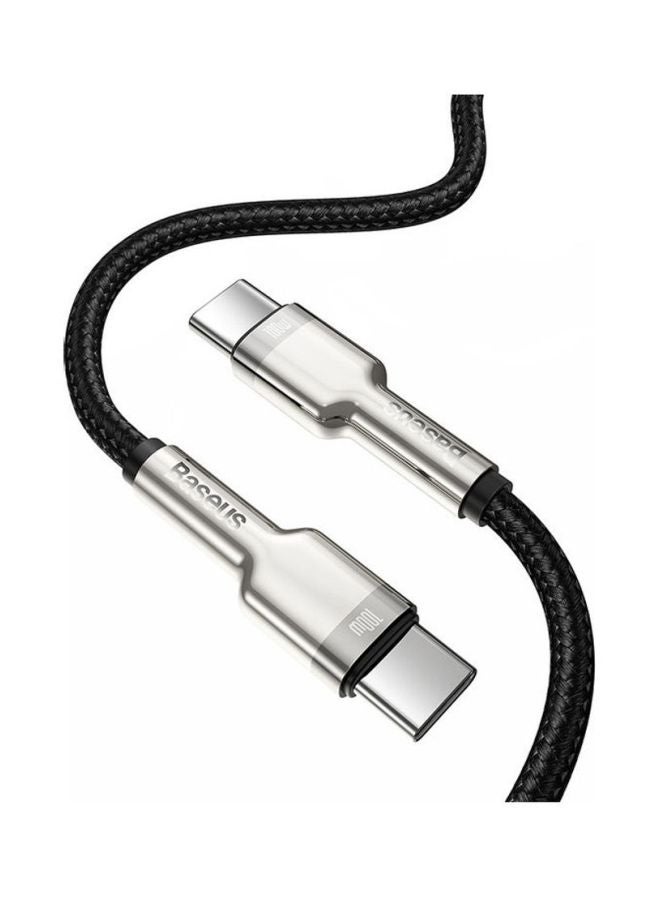 بيسوس كابل USB C بطول 1 متر، كابل مضفر للشحن سريع بتقنية PD وقدرة 100 وات من USB C إلى USB C متوافق مع آي باد ميني 6، وماك بوك برو 2021 مقاس 14 و16 بوصة، وماك بوك آير، وآي باد برو مقاس 12.9 بوصة، وسامسونج +S21، وهواوي P30، وغيرهم من الأجهزة. أسود/فضي - Image 3