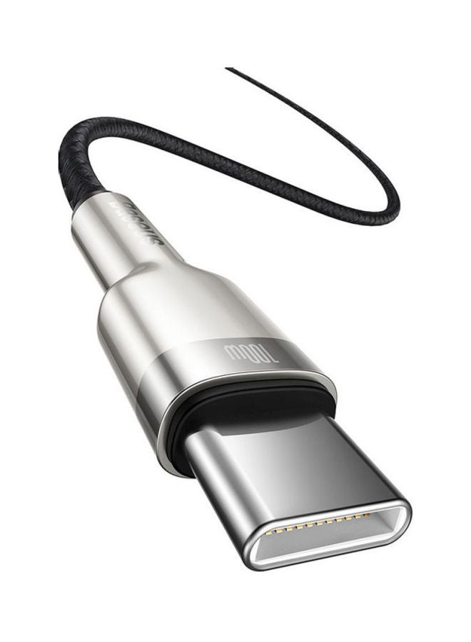 بيسوس كابل USB C بطول 1 متر، كابل مضفر للشحن سريع بتقنية PD وقدرة 100 وات من USB C إلى USB C متوافق مع آي باد ميني 6، وماك بوك برو 2021 مقاس 14 و16 بوصة، وماك بوك آير، وآي باد برو مقاس 12.9 بوصة، وسامسونج +S21، وهواوي P30، وغيرهم من الأجهزة. أسود/فضي - Image 4