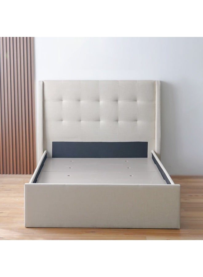 DANUBE HOME سرير مبطن توكس سوبرم 120x200 | تصميم حديث إطار سرير خشبي مفرد | سرير مريح (الماتريس غير مشمول) L215.5xW142xH111cm-بيج - Image 5