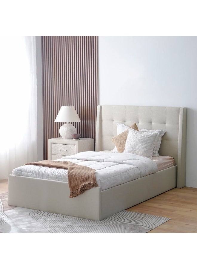 Supreme Twix 120x200 Upholstered Bed | Modern Design Wooden Single Bed Frame Furniture | Comfortable Bed (Mattress Not Included) L215.5xW142xH111cm-Beige