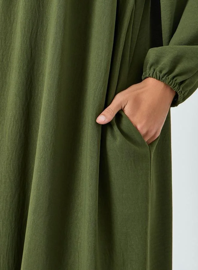 Take Two Dark Green Women Dark Green Pleated Detail Jalabiya for Women | Best Price UAE