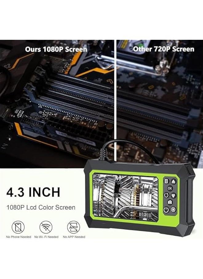 HOOKOR 16.5FT/5M Upgraded Endoscope Camera with Lights and LCD Screen,1080P Pro HD Borescope Camera 4.3 Inch LCD Screen Inspection Camera, IP67 Waterproof Snake Camera, 6 Bright LED Lights  - Image 3