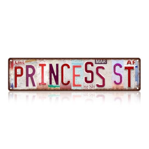 MTsigns Vintage Princess St Wall Decor Street Signs Pink Room Metal Tin Signs Gife for Women Girl 16 x 4 Inches - Image 1