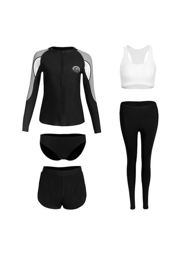 Split Long Sleeve Trousers Set Couple Swimwear Fashion European And American Color Splicing Sports Edition Conservative Men's And Women's Swimwear