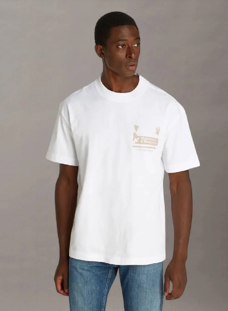 كالفن كلاين جينز تيشرت مزين بشعار كلفن كلاين