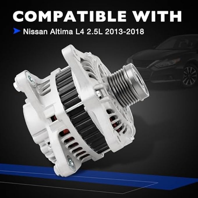 Misakomo PG-11657 Alternator Compatible with Nissan Altima L4 2.5L 2013-2018, Replaces 23100-3TA1B, 23100-3TA1A, A2TJ1881, A2TJ1891, 11657, 11657N, 110A 12V 6-Groove Pulley CW - Image 2
