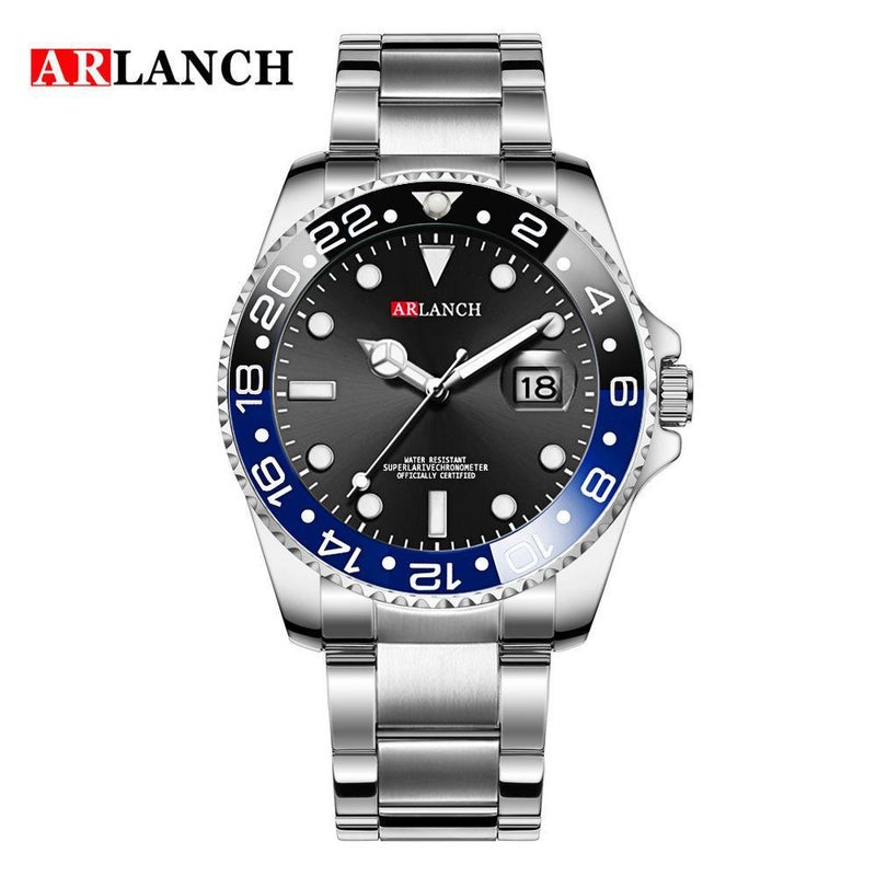 Luxury Business Mens Green Diver Watch Quartz 305 blue and black Cola ring 