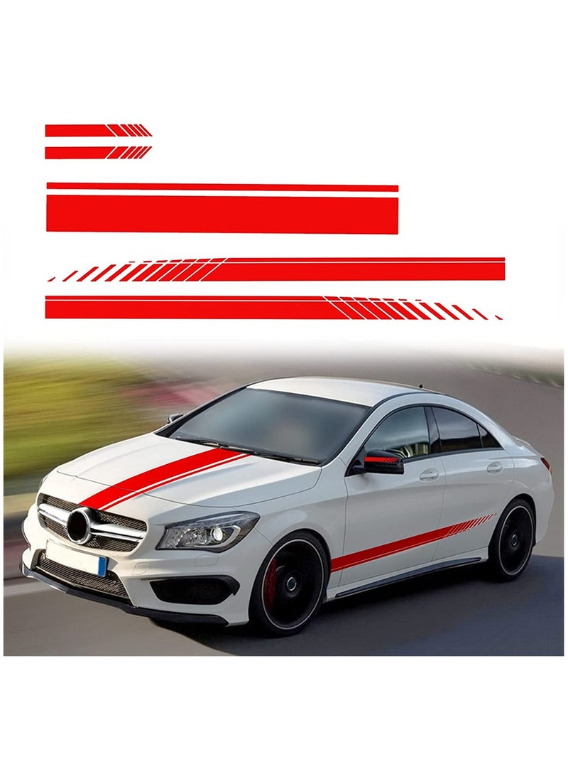 SYOSI Car Sticker, Car Hood, Car Body, Car Rearview Mirror, Modified Sport Style Stripe Sticker, Graphic Vinyl Racing Stripe Decal Decoration Accessories Sticker for Cars Red, 5 PCS  - Image 1