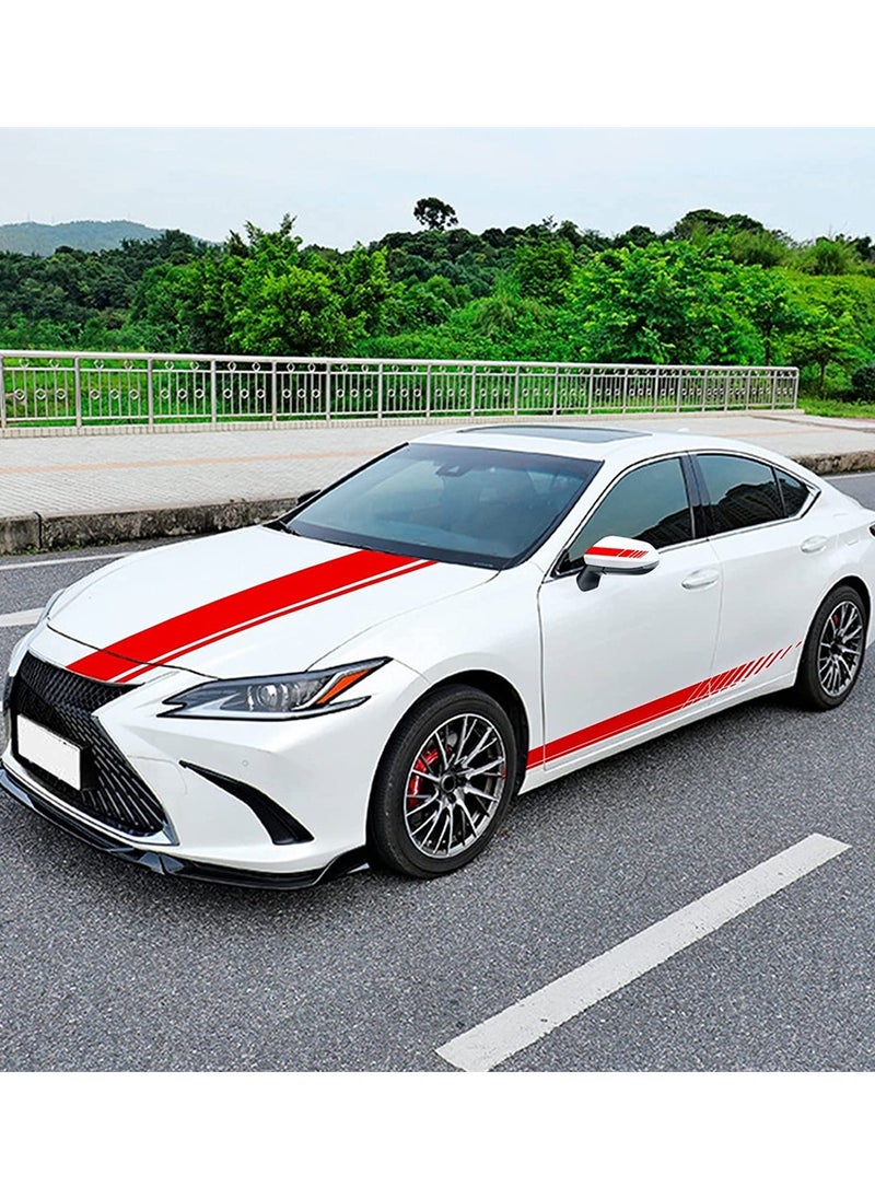 SYOSI Car Sticker, Car Hood, Car Body, Car Rearview Mirror, Modified Sport Style Stripe Sticker, Graphic Vinyl Racing Stripe Decal Decoration Accessories Sticker for Cars Red, 5 PCS  - Image 3