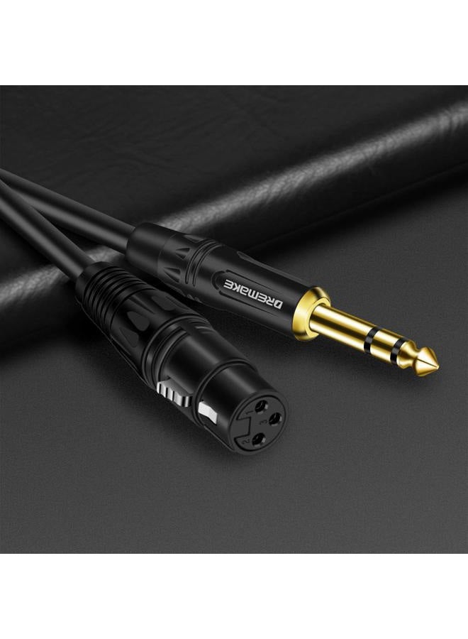 DREMAKE Balanced Cable 25 Foot TRS 6.35mm (1/4 Inch) Male to XLR Female Mic Cable for Amplifier, Speakers - Black - Image 3