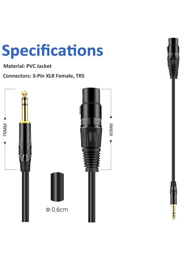 DREMAKE Balanced Cable 25 Foot TRS 6.35mm (1/4 Inch) Male to XLR Female Mic Cable for Amplifier, Speakers - Black - Image 4
