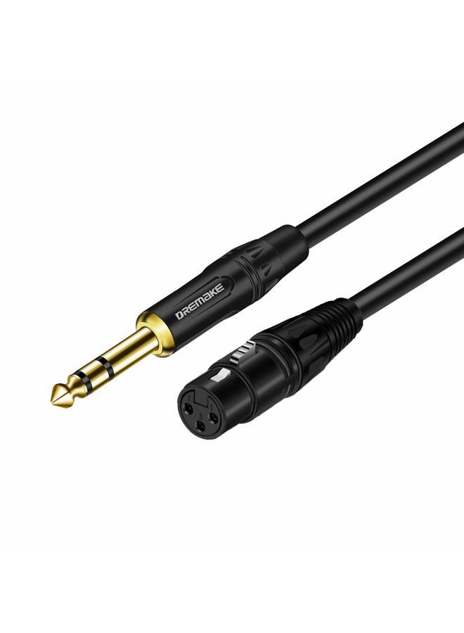 DREMAKE Balanced Cable 25 Foot TRS 6.35mm (1/4 Inch) Male to XLR Female Mic Cable for Amplifier, Speakers - Black - Image 1