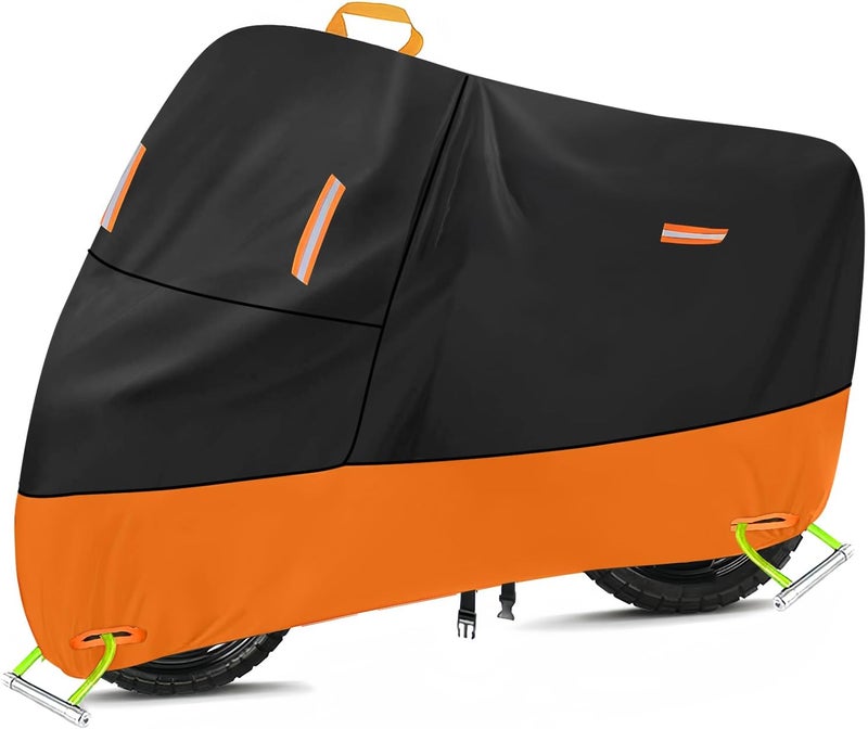 seceles Large Motorcycle Cover Heavy Duty Motorcycle Tarp All Season Durable Waterproof Outdoor Protection Lock Holes Storage Bag Fit up to 80 inch Honda Grom Navi Scooter (L: 74" x 37" x 43") - Image 1