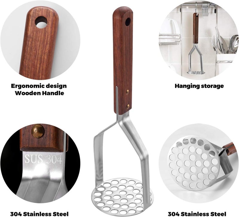 Tmflexe UPGRADED Potato Masher Stainless Steel Heavy Duty Strong Anti-slip Handle Not Easy to Bent Easy to use Sturdy Construction - Image 3