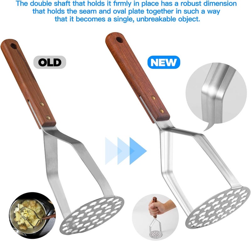 Tmflexe UPGRADED Potato Masher Stainless Steel Heavy Duty Strong Anti-slip Handle Not Easy to Bent Easy to use Sturdy Construction - Image 2