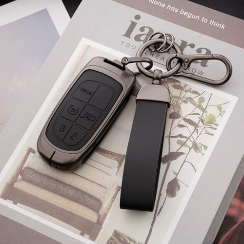 Qunzes Key Fob Cover with Heavy-duty Keychain for Grand Cherokee Renegade Dodge Durango Challenger Wrangler Patriot Comander Journey (Black) - Image 4