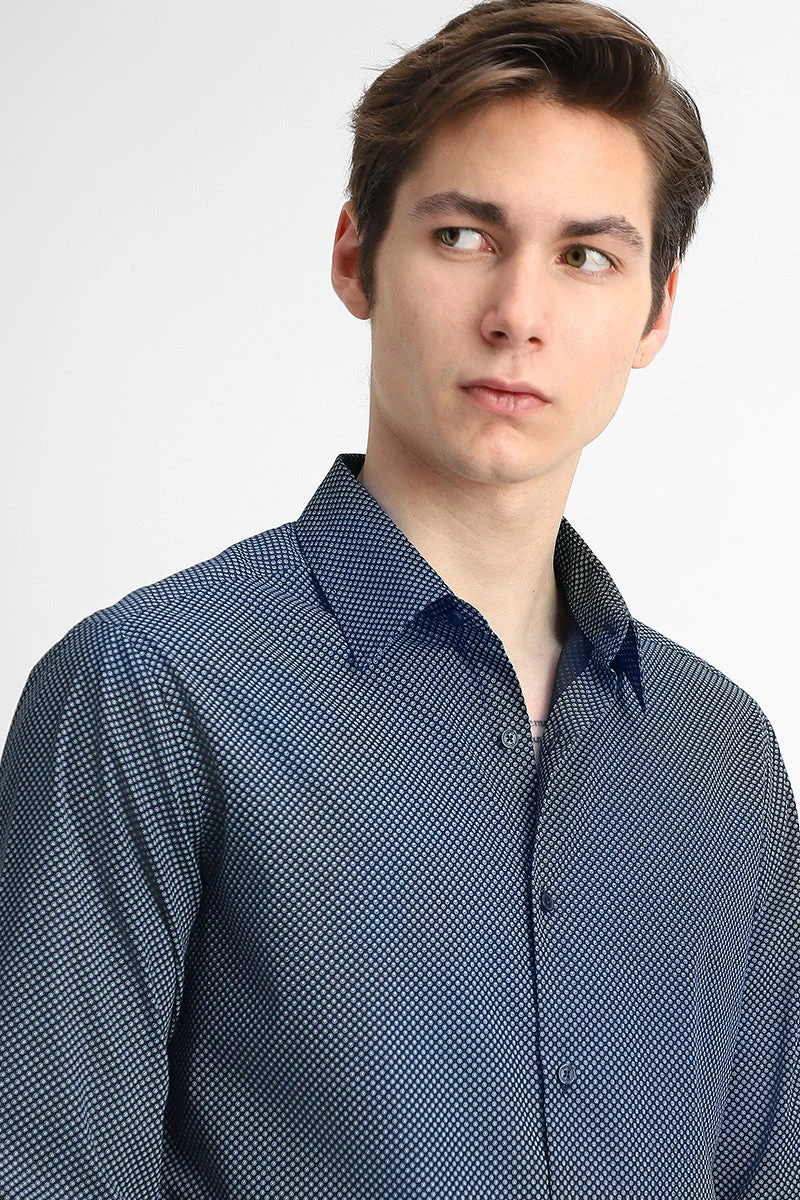 SNITCH Slim Fit 100% Cotton Geometric Shirt