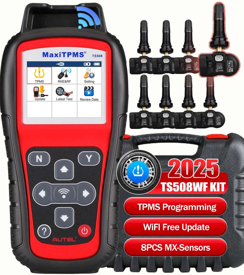 Autel MaxiTPMS TS508WF KIT Upgrade of TS508K TS508 TS501Pro TS408S TPMS Scan Tool with 8PCS 315MHz433MHz MXSensor Read Clear DTCs TPMS Reset OBD Relearn Activate TPMS Programming Free Update