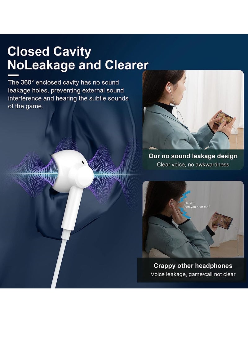 Generic - iPhone Headphones, [MFI Certified] Earphones Wired Stereo Sound Earbuds with Microphone and Volume Control, Compatible with iPhone 14/13/12/SE/11/XR/XS/X/7/7 Plus/8/8P, Supports All iOS Systems,White - Image 1