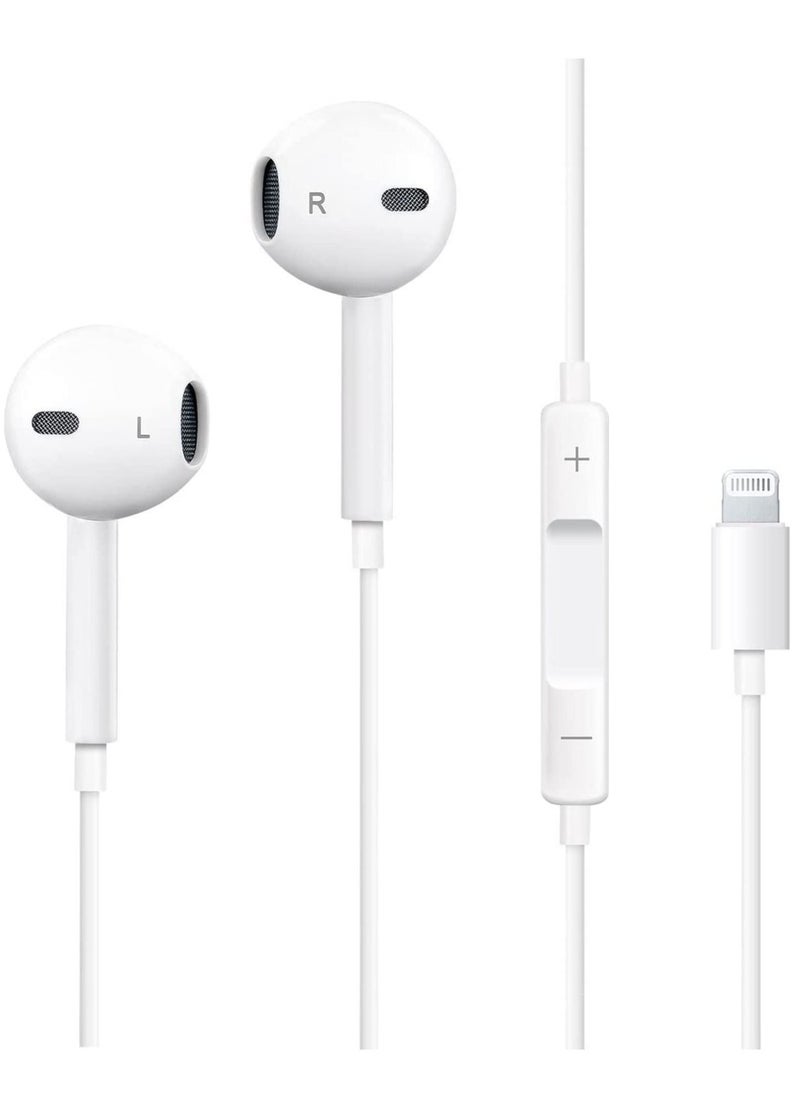 Generic - iPhone Headphones, [MFI Certified] Earphones Wired Stereo Sound Earbuds with Microphone and Volume Control, Compatible with iPhone 14/13/12/SE/11/XR/XS/X/7/7 Plus/8/8P, Supports All iOS Systems,White - Image 1
